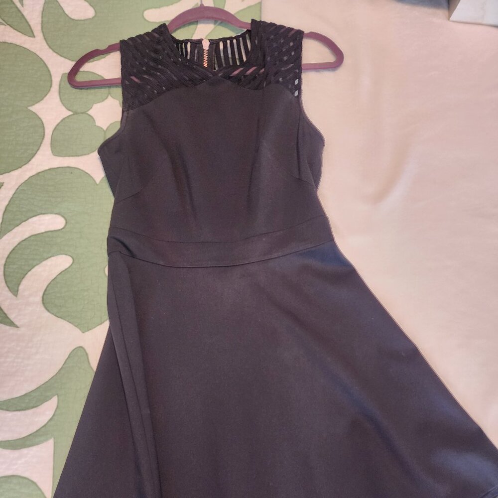 TED BAKER London Black Lace-Yoke Skater Dress